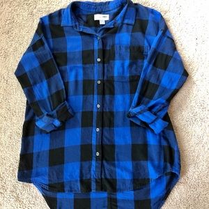 Old Navy Blue and Black Checkered Flannel Shirt.